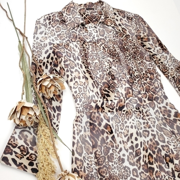 Elie Tahari Distressed Leopard Print Dress Sz 2 - Picture 13 of 16